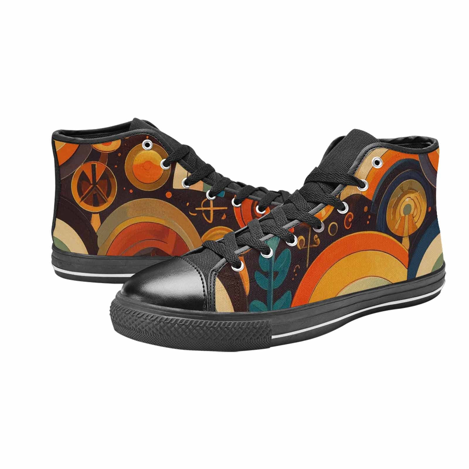 MEN'S Groovy 70S Peace High Top Canvas Vivid Custom Shoes