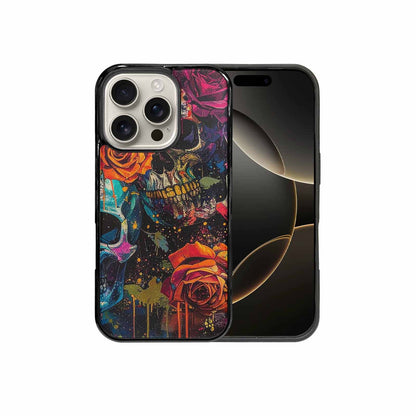 iPhone 16 Pro Case — Skulls Roses Acid Wash Custom, Personalized Phone Case