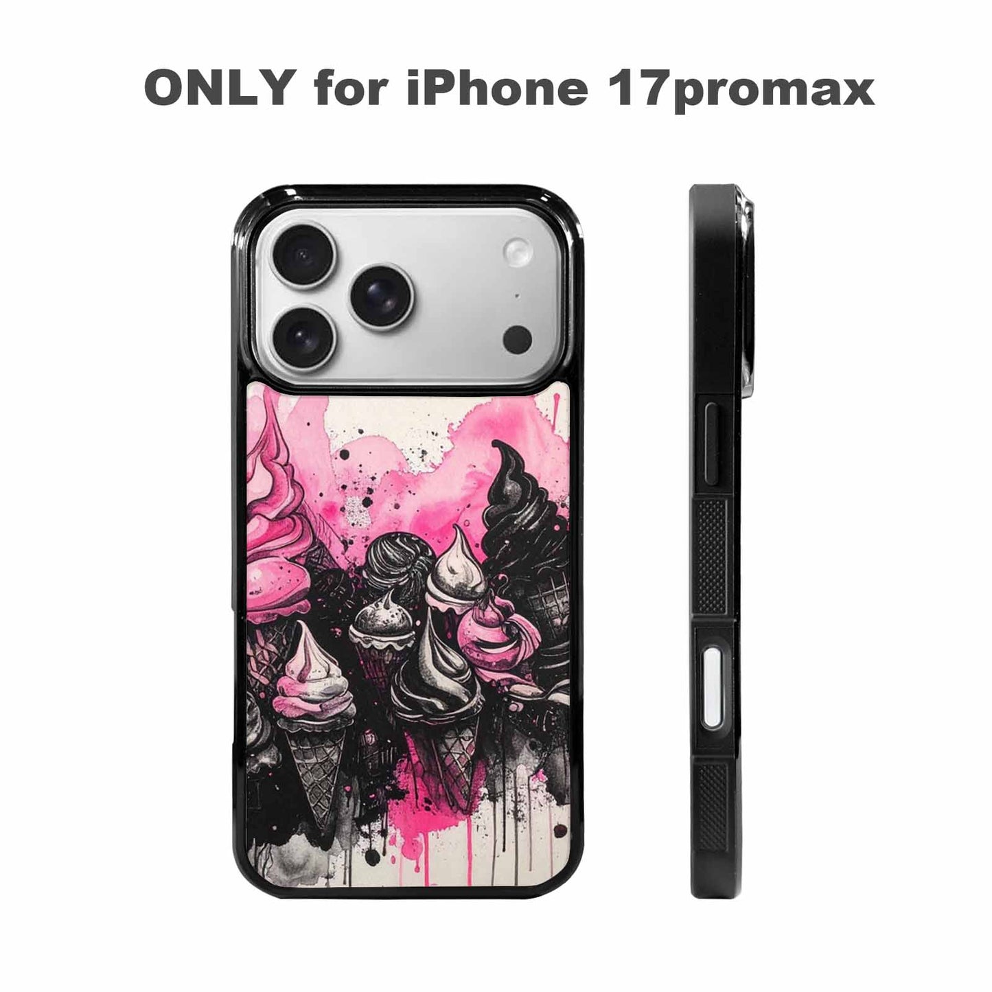 iPhone 17 Pro Max Case — Black &amp; Pink Ink Original Art, Custom Print Case Cover