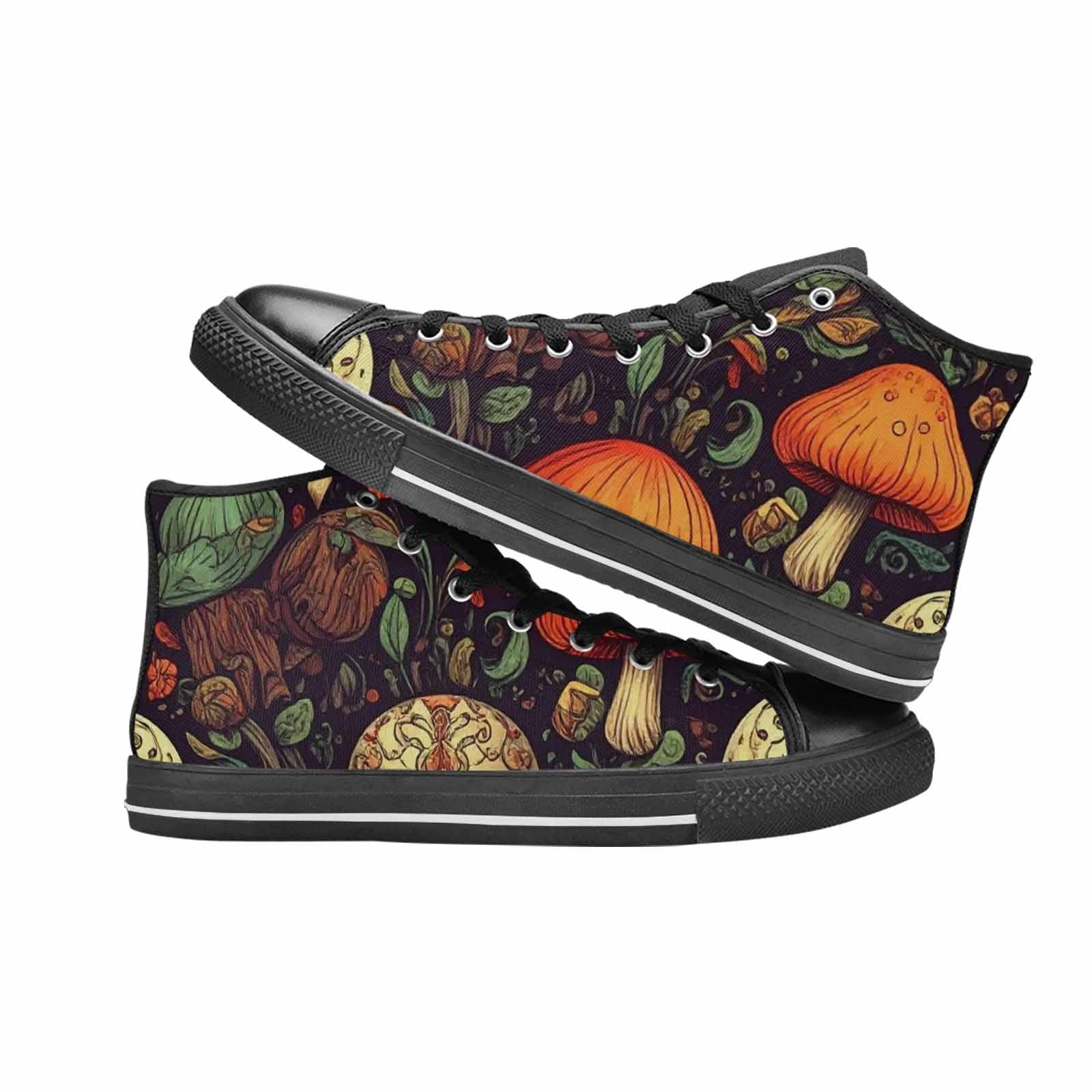 WOMEN'S Mushrooms And Skulls High Top Canvas Dark Academia Sneakers