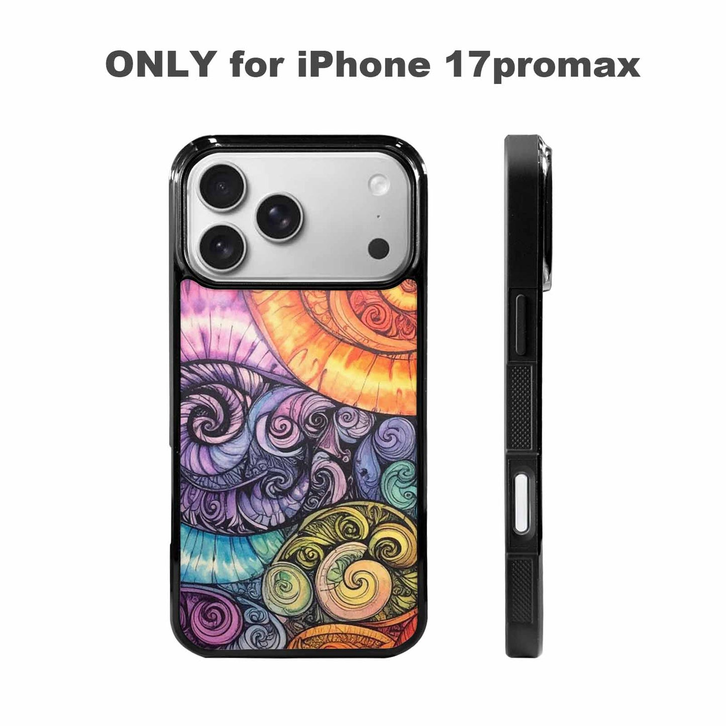 iPhone 17 Pro Max Case — Tie Dye Swirls (black Tie Dye, Custom Art Phone Cover