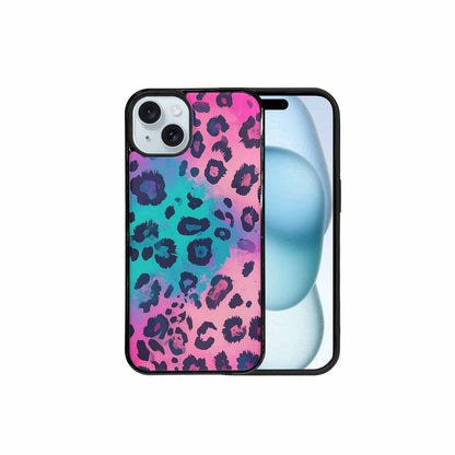 iPhone 15 Plus Case — Leopard Neon Pink Teal Airbrush, Custom Made Phone Cover
