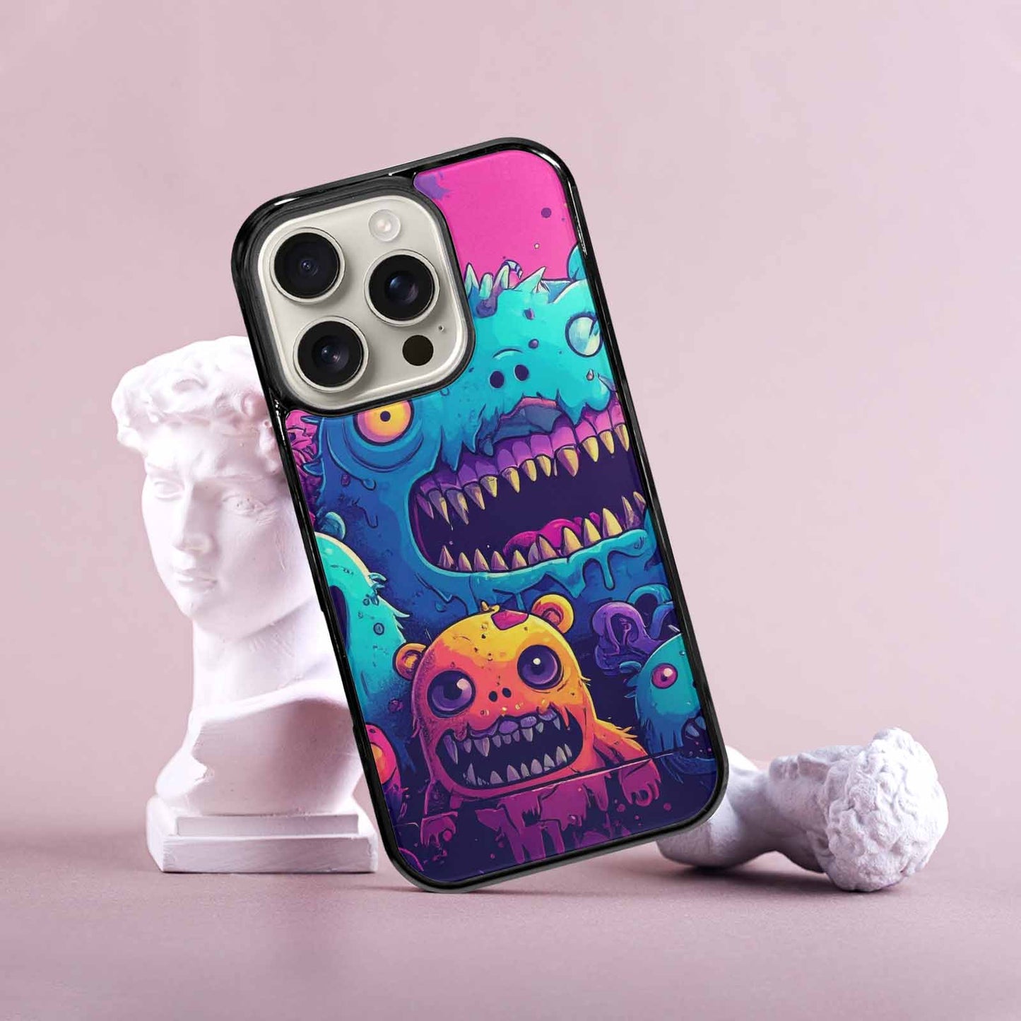 iPhone 16 Pro Case — Overlapping Endlessly No Empty Space Monsters, Customized Protective Case