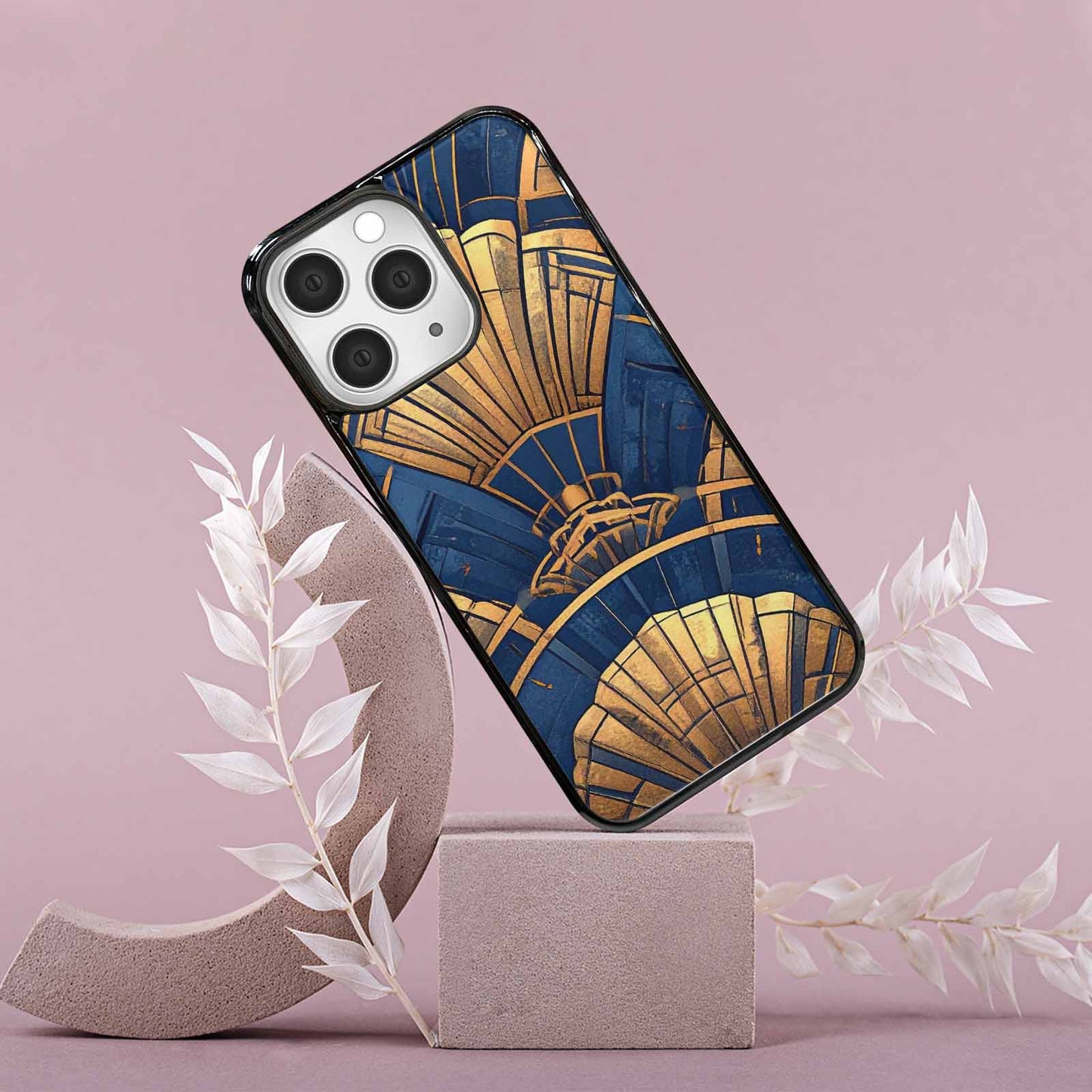 iPhone 15 Pro Max Case — Art Deco Illustration Pattern, Custom Print Case Cover