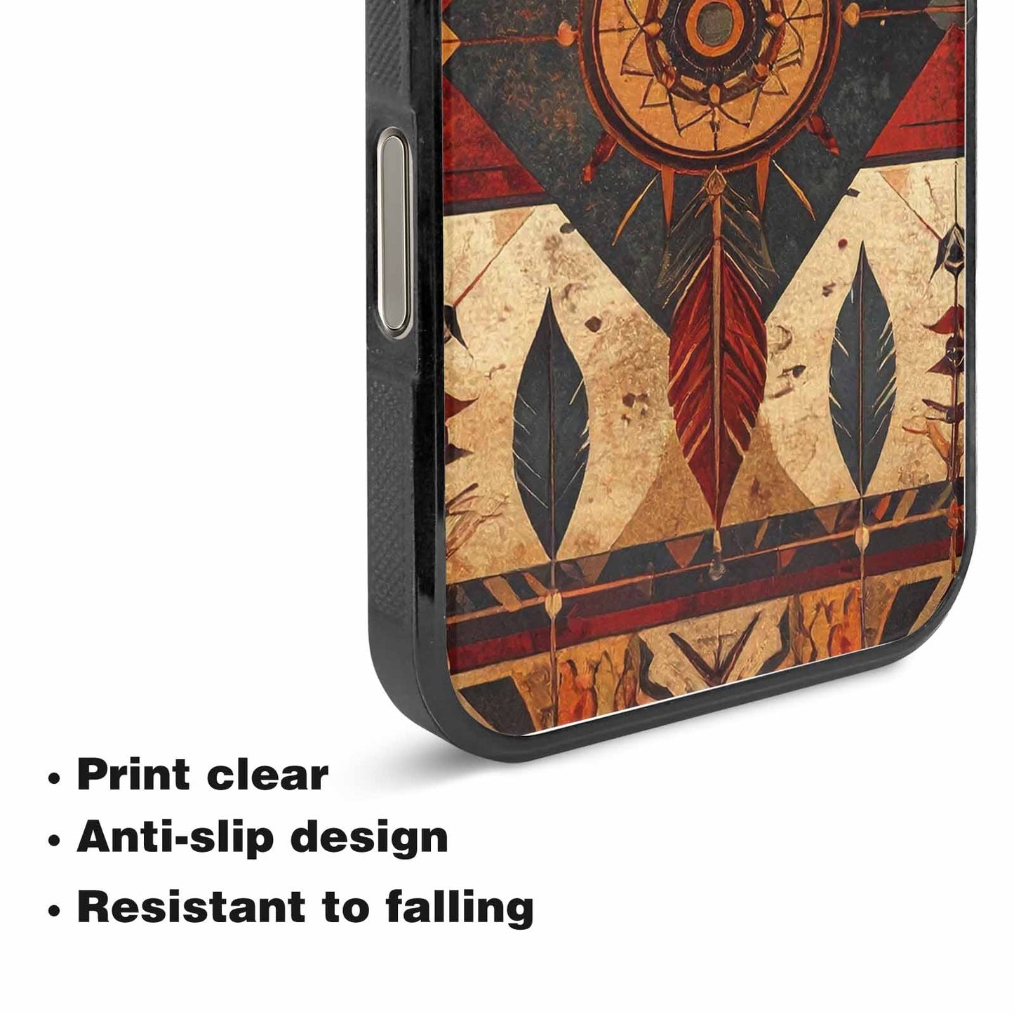 iPhone 15 Pro Max Case — Native American Geometric Pattern Arrows Feathers, Personalized Phone Case