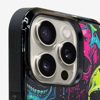iPhone 16 Pro Case — Vibrant Camo 1000\'s Of Skeletons Neon, Custom Phone Case