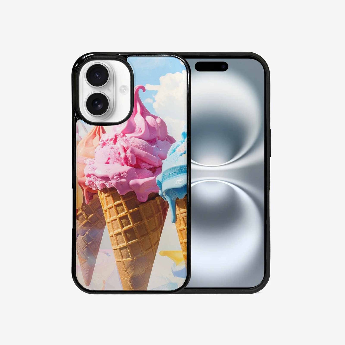 iPhone 16 Case — Collage Of Overlapping Waffle Cone Icecream, Custom Printed Phone Case