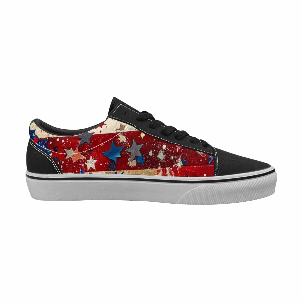 WOMEN'S Patriotic Stars Stripes Lace-Up Canvas Wallpaper Art Custom Sneakers