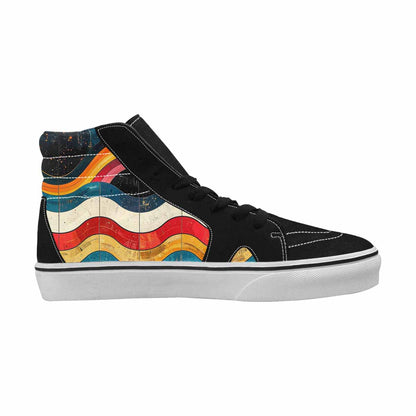 MEN'S Retro Wave Scallop Stripe High Top Canvas Cottagecore Sneakers