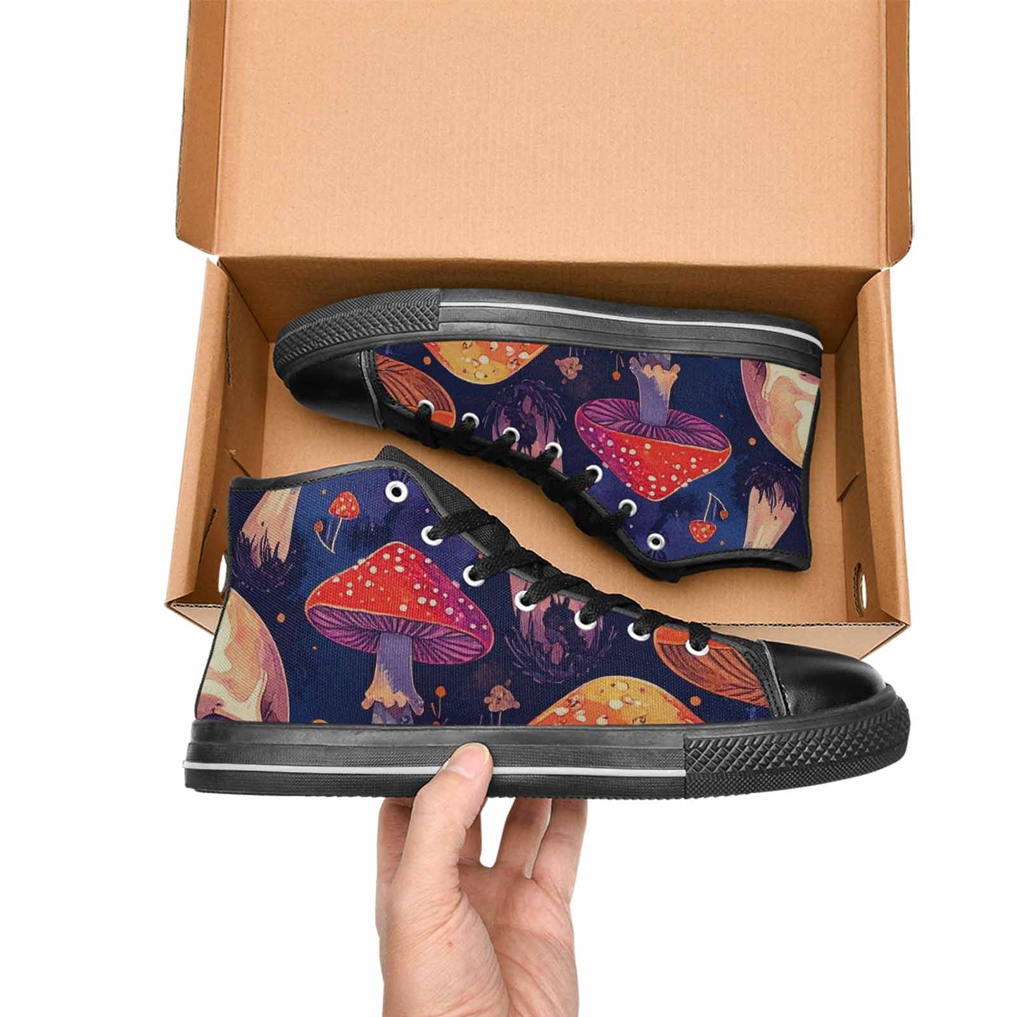 MEN'S Mushroom Skulls High Top Canvas Dreamcore Sneakers