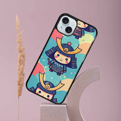 iPhone 15 Plus Case — Samurai Cartoon Art Repeat Pattern, Personalized Phone Case