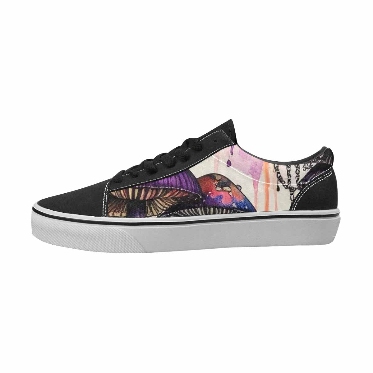 MEN'S Mushrooms Black & Purple Ink Canvas Streetwear Wallpaper Art Customized Sneakers