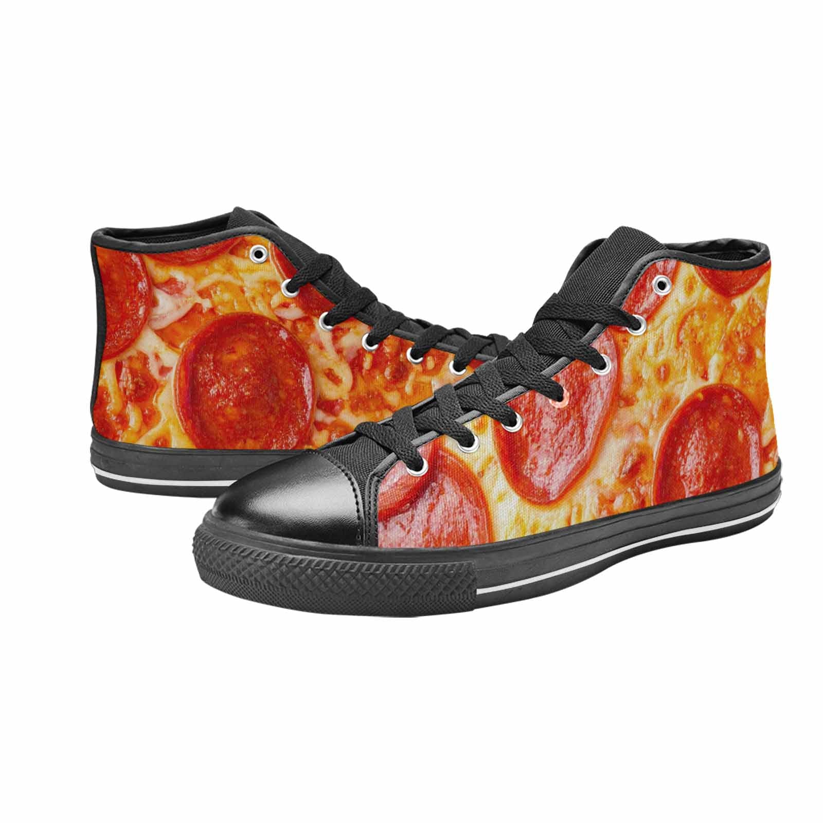 WOMEN'S Pepperoni Pizza Print High Top Canvas Dark Academia Custom Sneakers