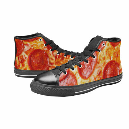 WOMEN'S Pepperoni Pizza Print High Top Canvas Dark Academia Custom Sneakers