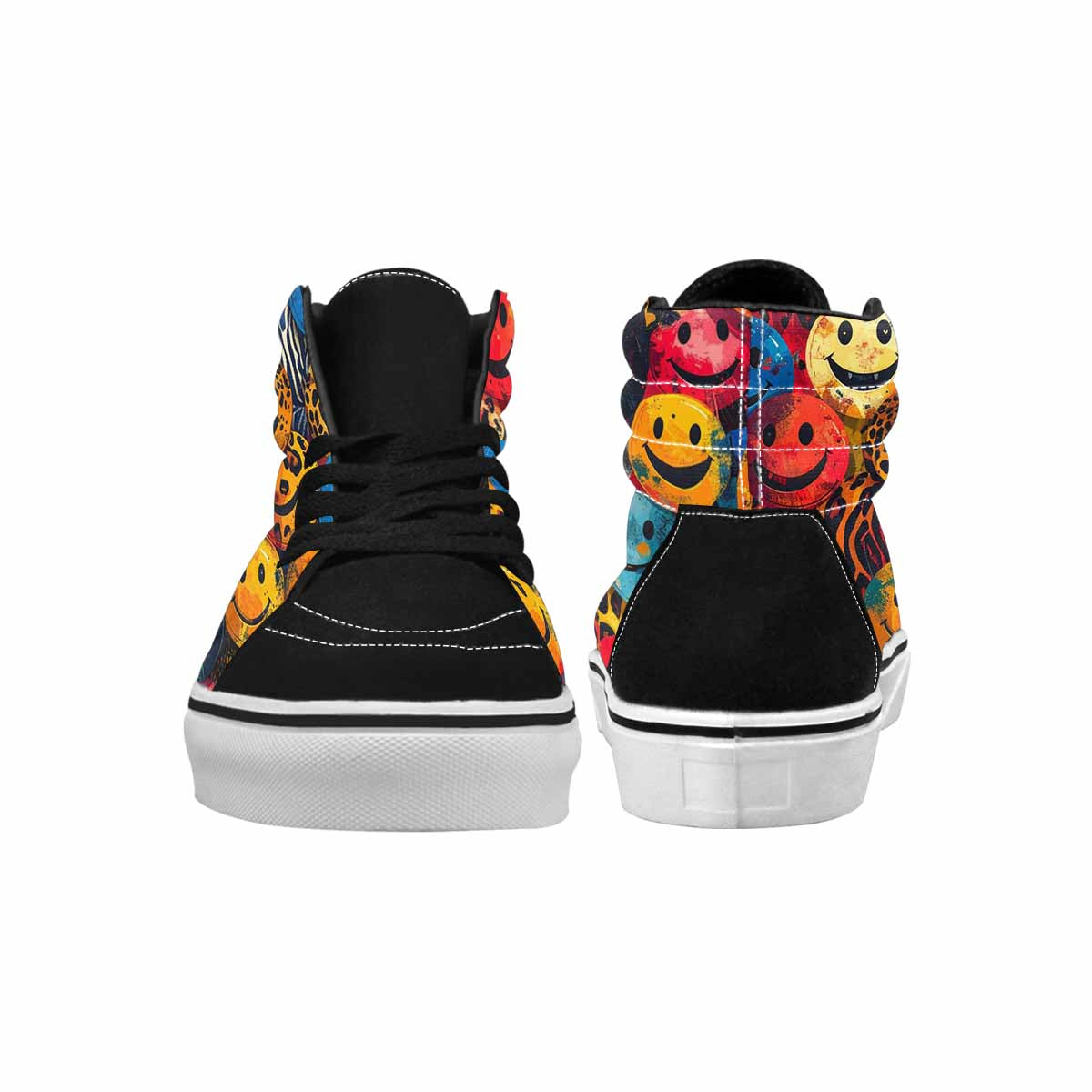 MEN'S Smiley Faces High Top Canvas Kaleidoscope Custom Sneakers
