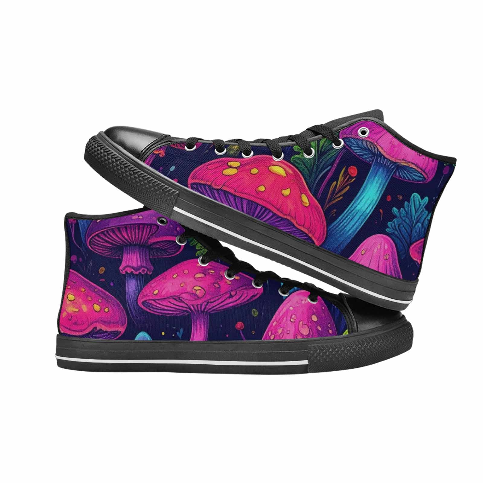 WOMEN'S Psychedelic Mushroom High Top Canvas Vivid Sneakers