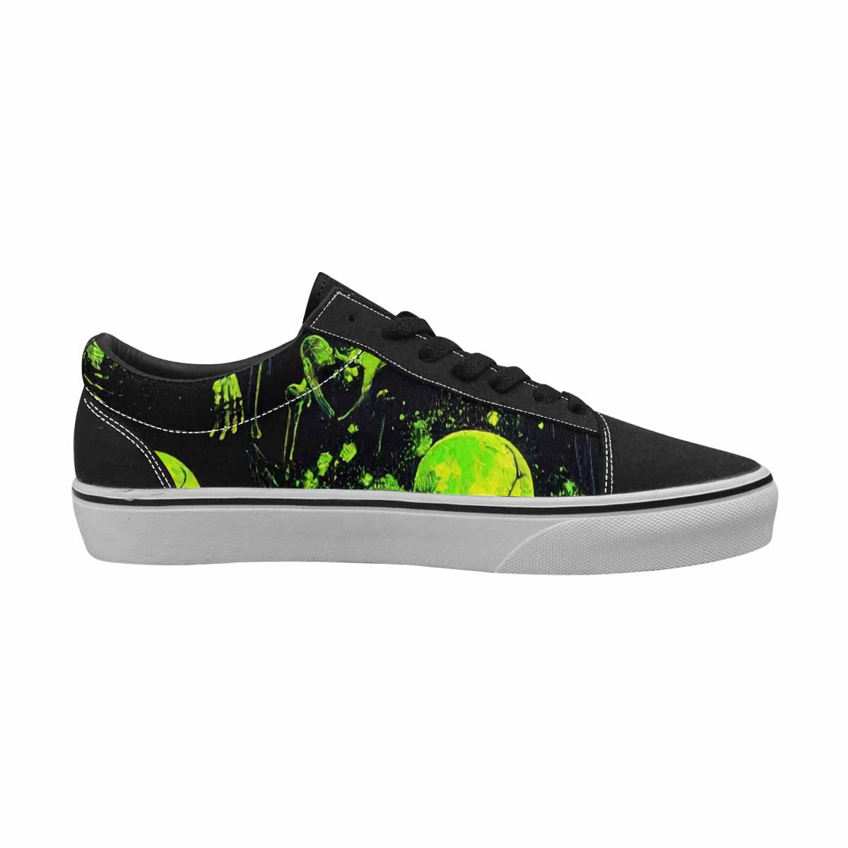 WOMEN'S Skeletons  Neon Green Lace-Up Canvas Dreamlike Custom Shoes