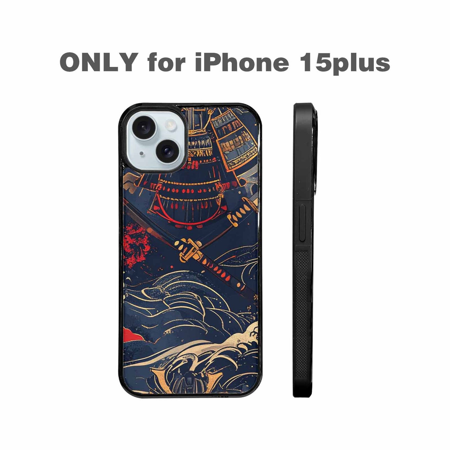 iPhone 15 Plus Case — Samurai Art Repeat Pattern, Custom Made Phone Cover
