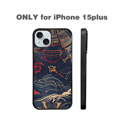 iPhone 15 Plus Case — Samurai Art Repeat Pattern, Custom Made Phone Cover