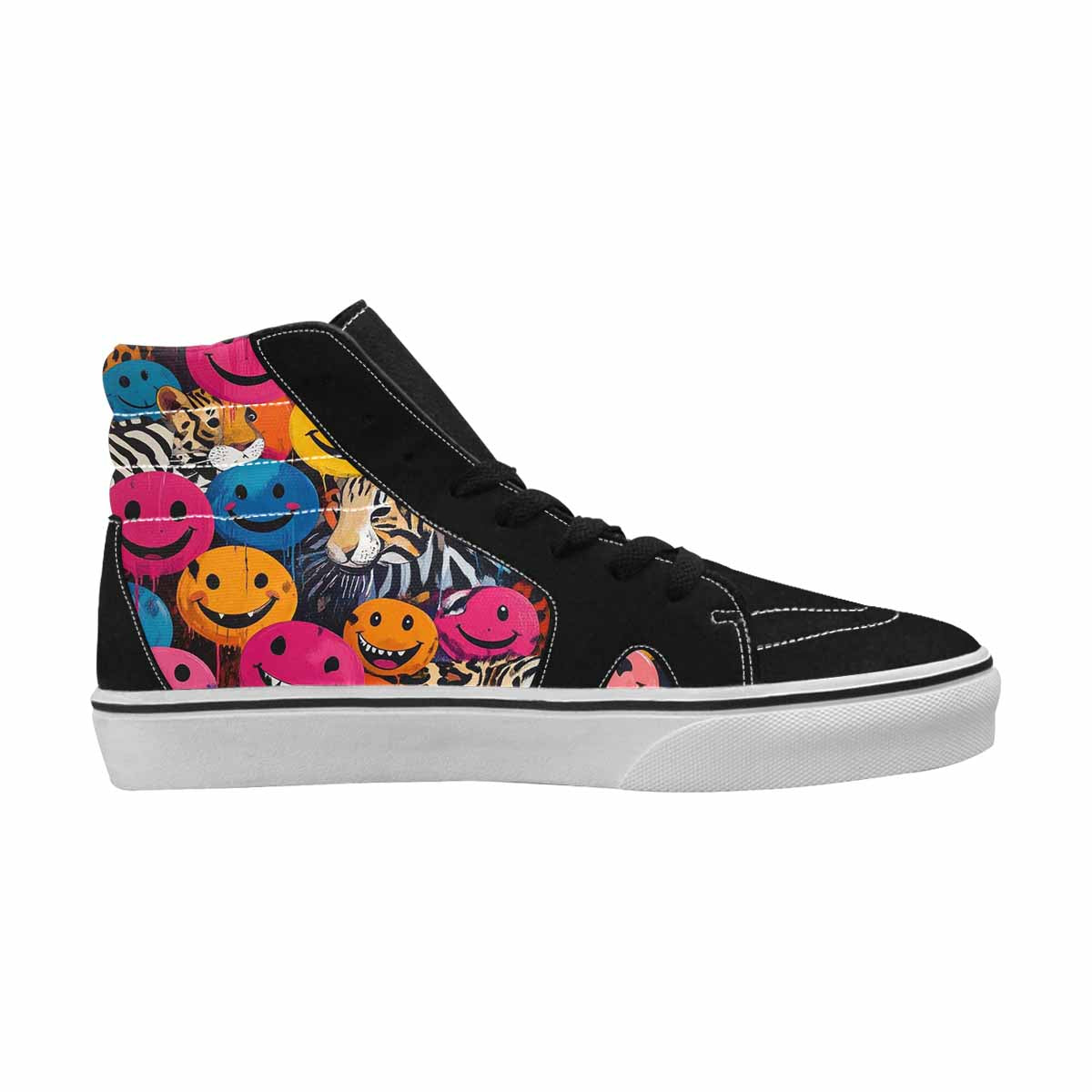 MEN'S Smiley Faces High Top Canvas Vibrant Chaos Sneakers