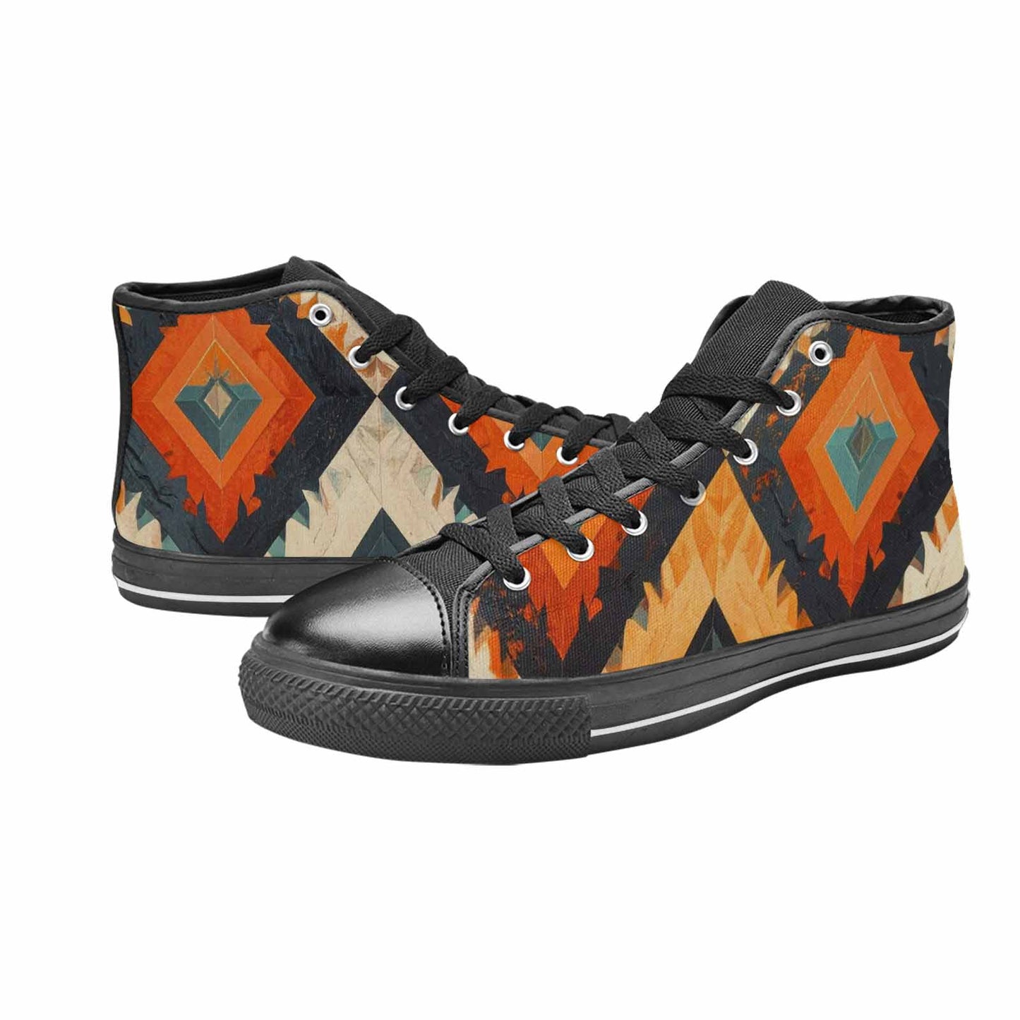 MEN'S Southwestern Geometric Diamond High Top Canvas Vibrant Chaos Shoes