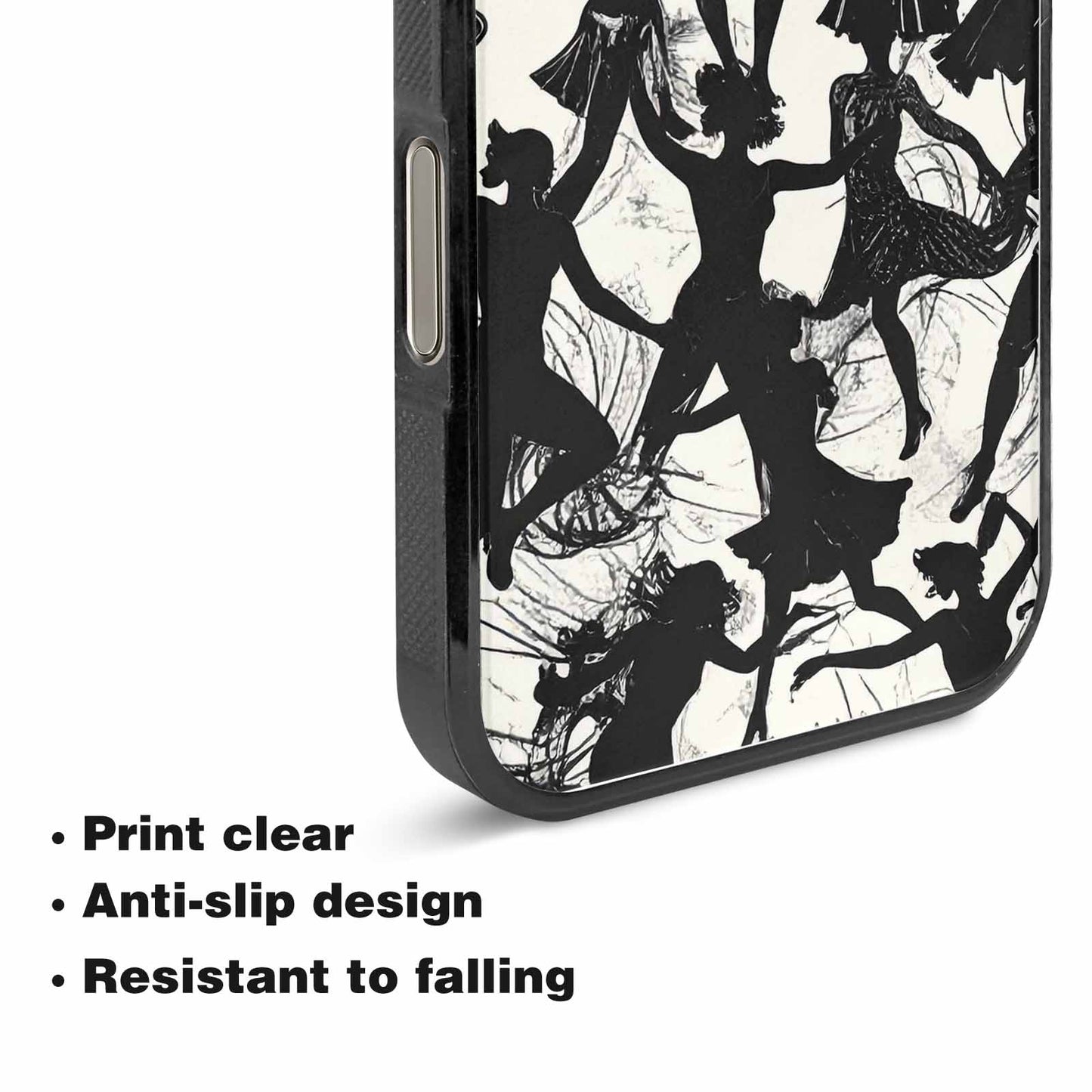 iPhone 15 Pro Max Case — Bold Dancing Figure Line Art Pattern, Custom Made Phone Cover