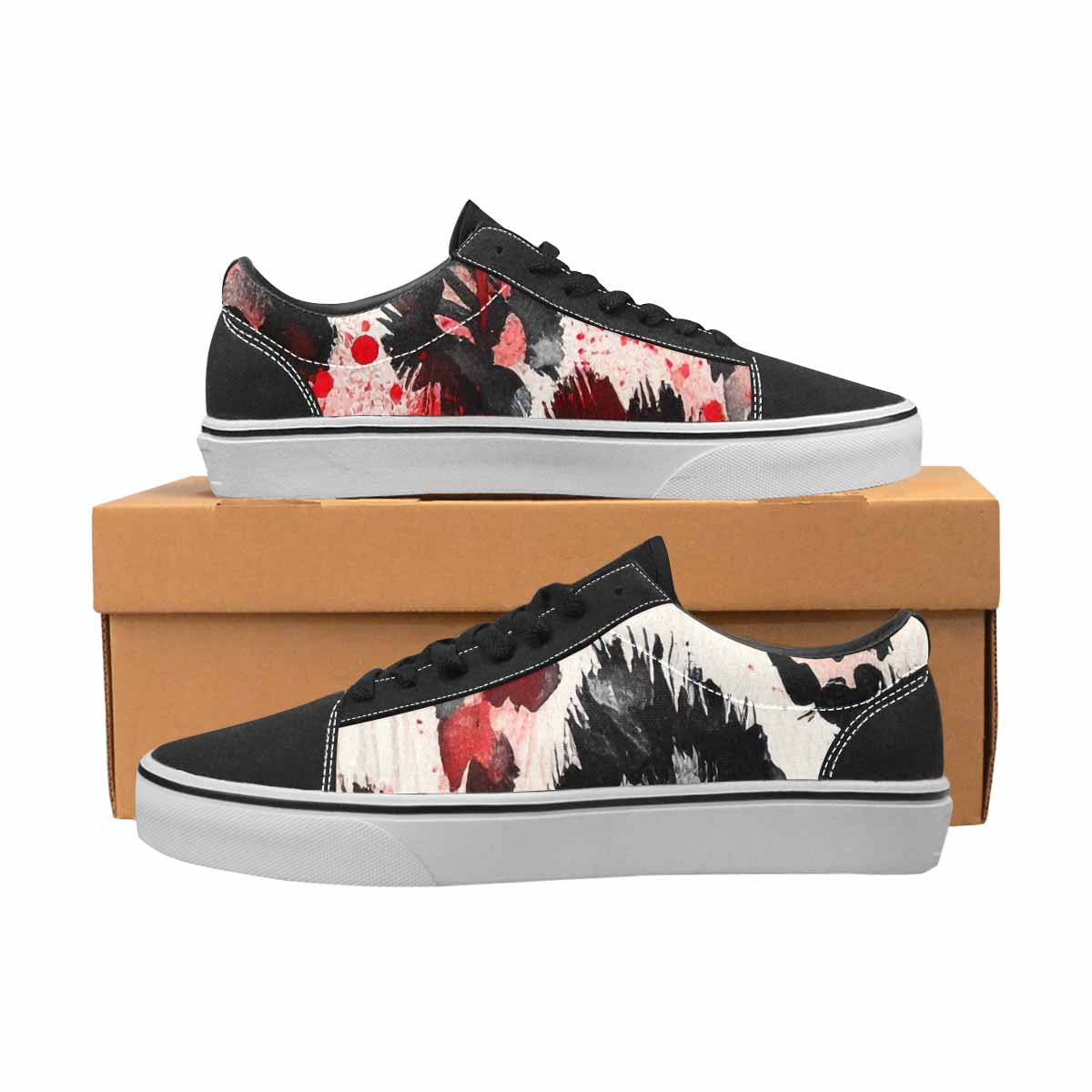 WOMEN'S Animal Print (black & Lace-Up Canvas Surreal Shoes