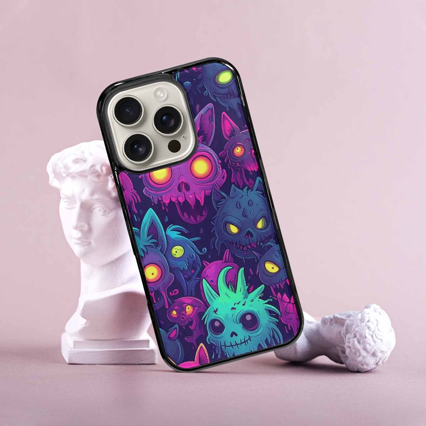 iPhone 16 Pro Case — Mixed Toxic Glow Creature Pattern Hundreds, Custom Made Phone Cover