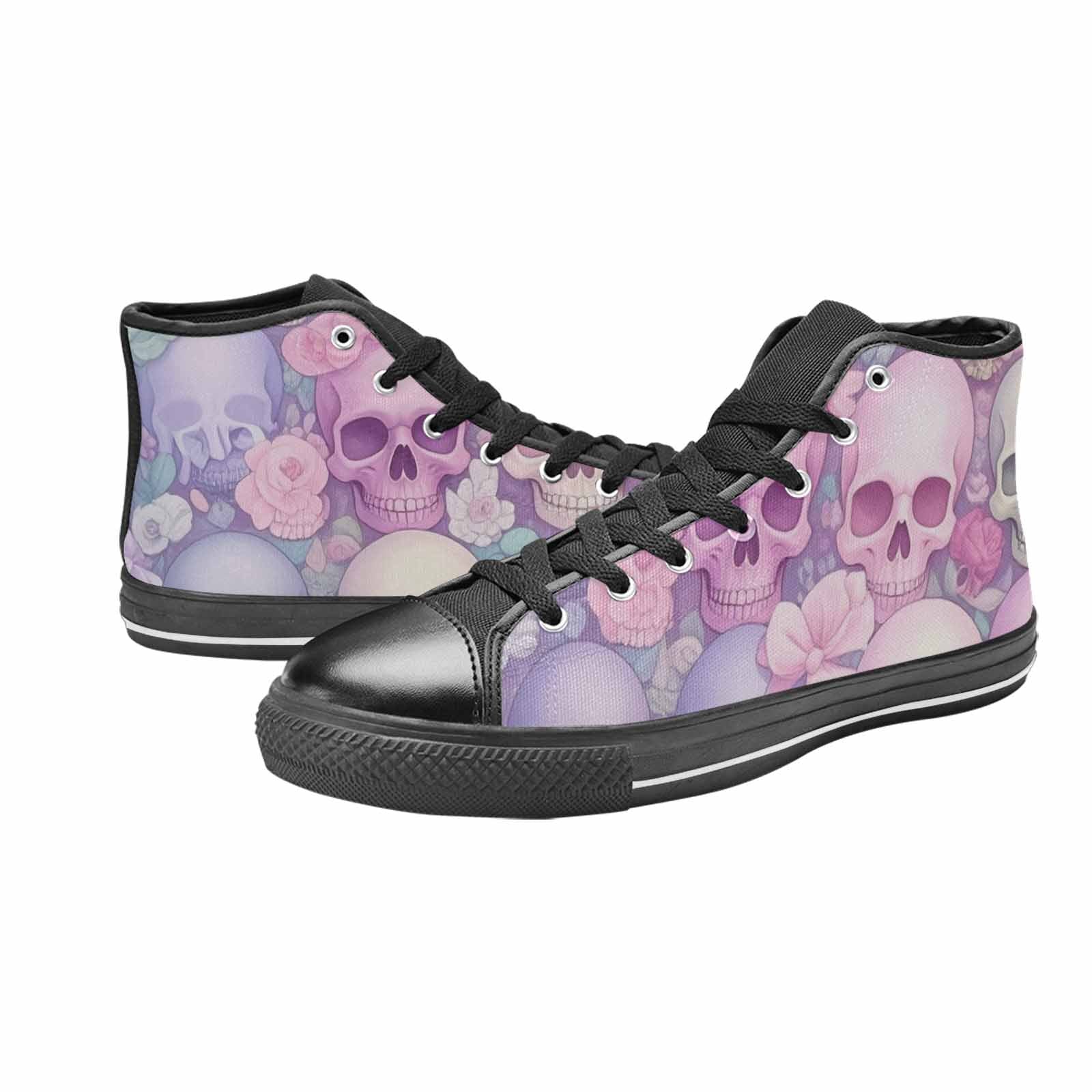 MEN'S Skulls - Pastel High Top Canvas Grunge Custom Shoes