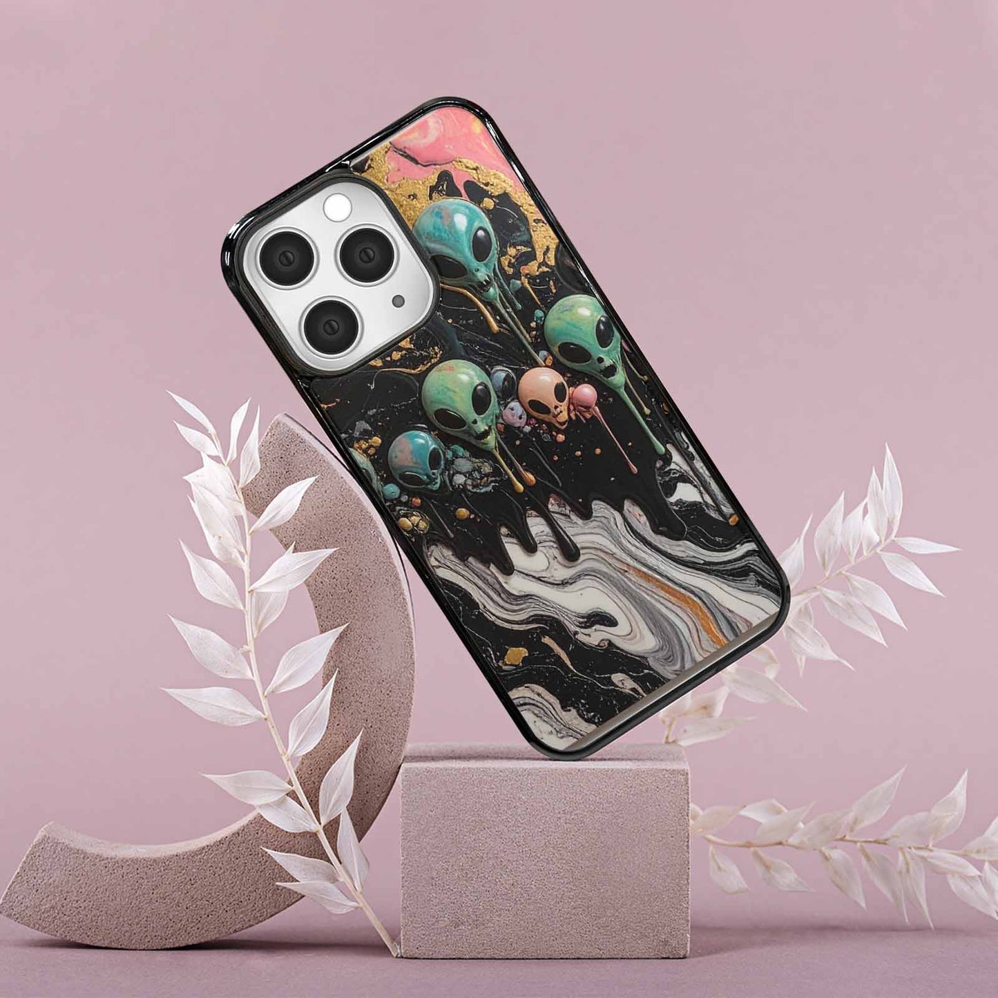 iPhone 15 Pro Max Case — Aliens Marblemelting Aliens Pa Ciq, Custom Art Phone Cover