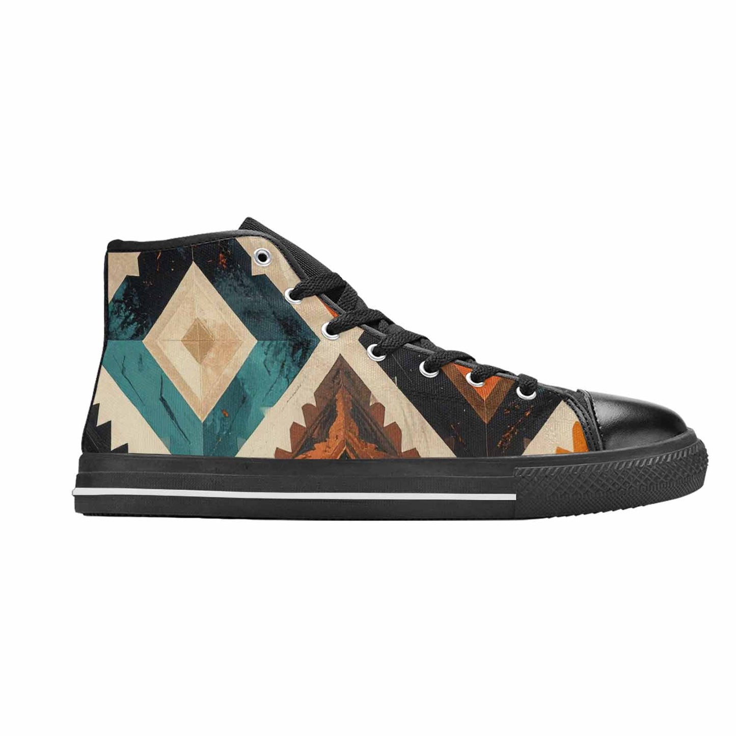 MEN'S Southwestern Geometric Diamond High Top Canvas Grunge Shoes