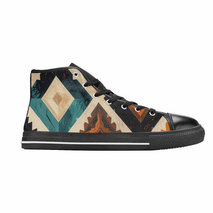 MEN'S Southwestern Geometric Diamond High Top Canvas Grunge Shoes