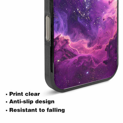iPhone 15 Pro Max Case — Purple Color Tones Nebula Texture With, Personalized Phone Case
