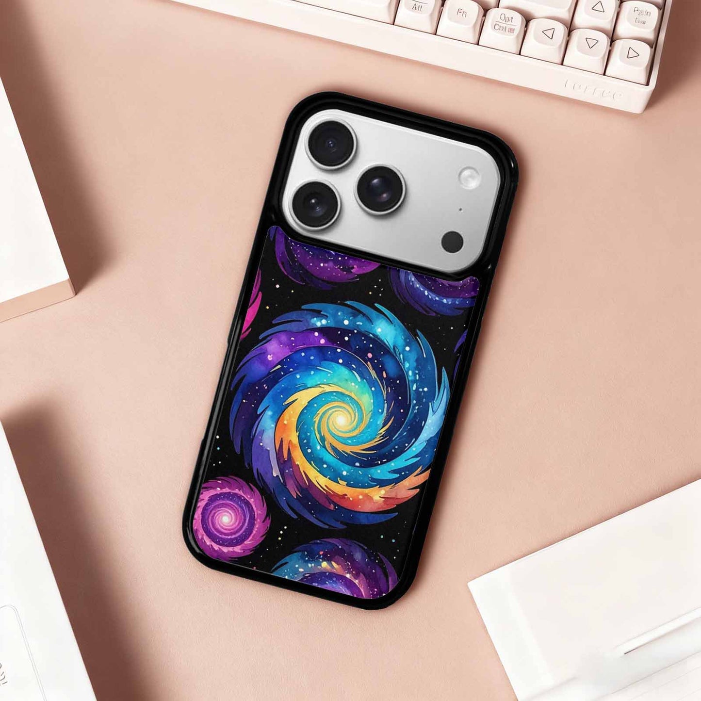 iPhone 17 Pro Case — Rose Galaxy Art Seamless Pattern Galaxy, Custom Printed Phone Case