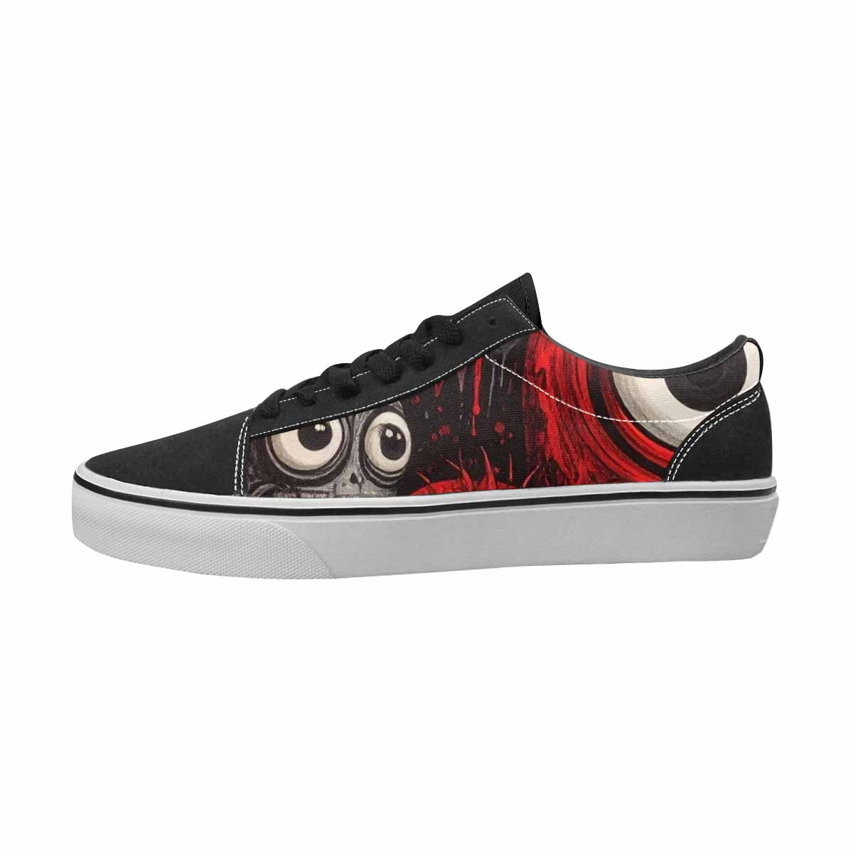 WOMEN'S Monsters Black & Red Ink Canvas Made To Order Vibrant Chaos Limited Edition Sneakers