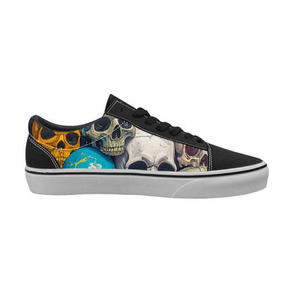 WOMEN'S Skulls  Marble Skulls Lace-Up Canvas Cottagecore Sneakers