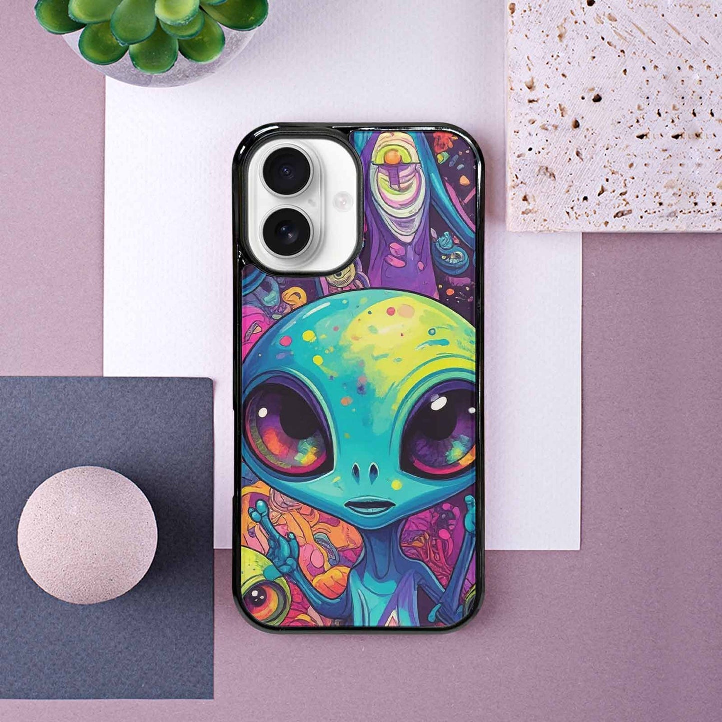 iPhone 16 Case — Cartoon Alien Characters Personalized Phone Cover, Custom Made Phone Cover