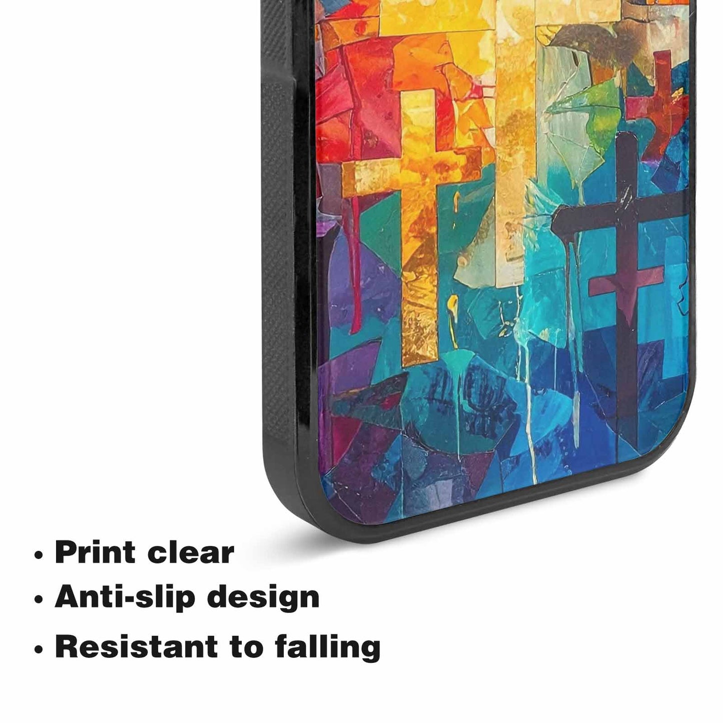 iPhone 15 Plus Case — Faith Cross And Faith Icons Pattern, Custom Art Phone Cover