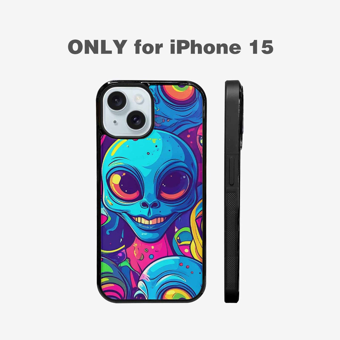 iPhone 15 Case — Alien Ufo Cartoon, Custom Designed Case Cover