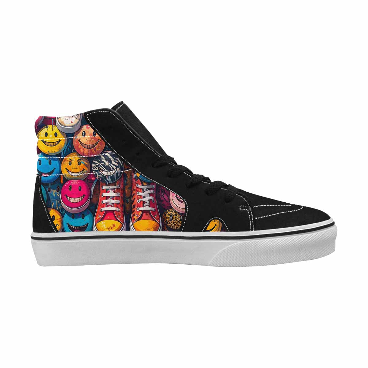 MEN'S Smiley Faces High Top Canvas Cottagecore Sneakers