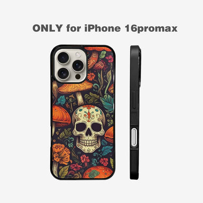 iPhone 16 Pro Max Case — Mushrooms And Skulls, Custom Made Phone Cover