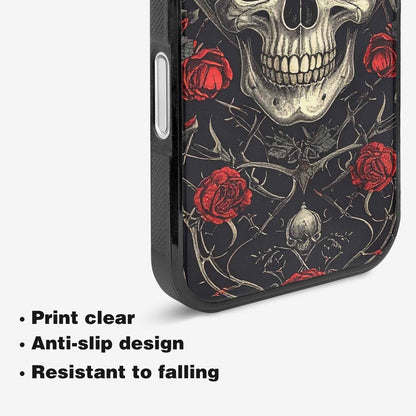iPhone 16 Plus Case — Gothic Skulls Roses Custom, Custom Phone Case