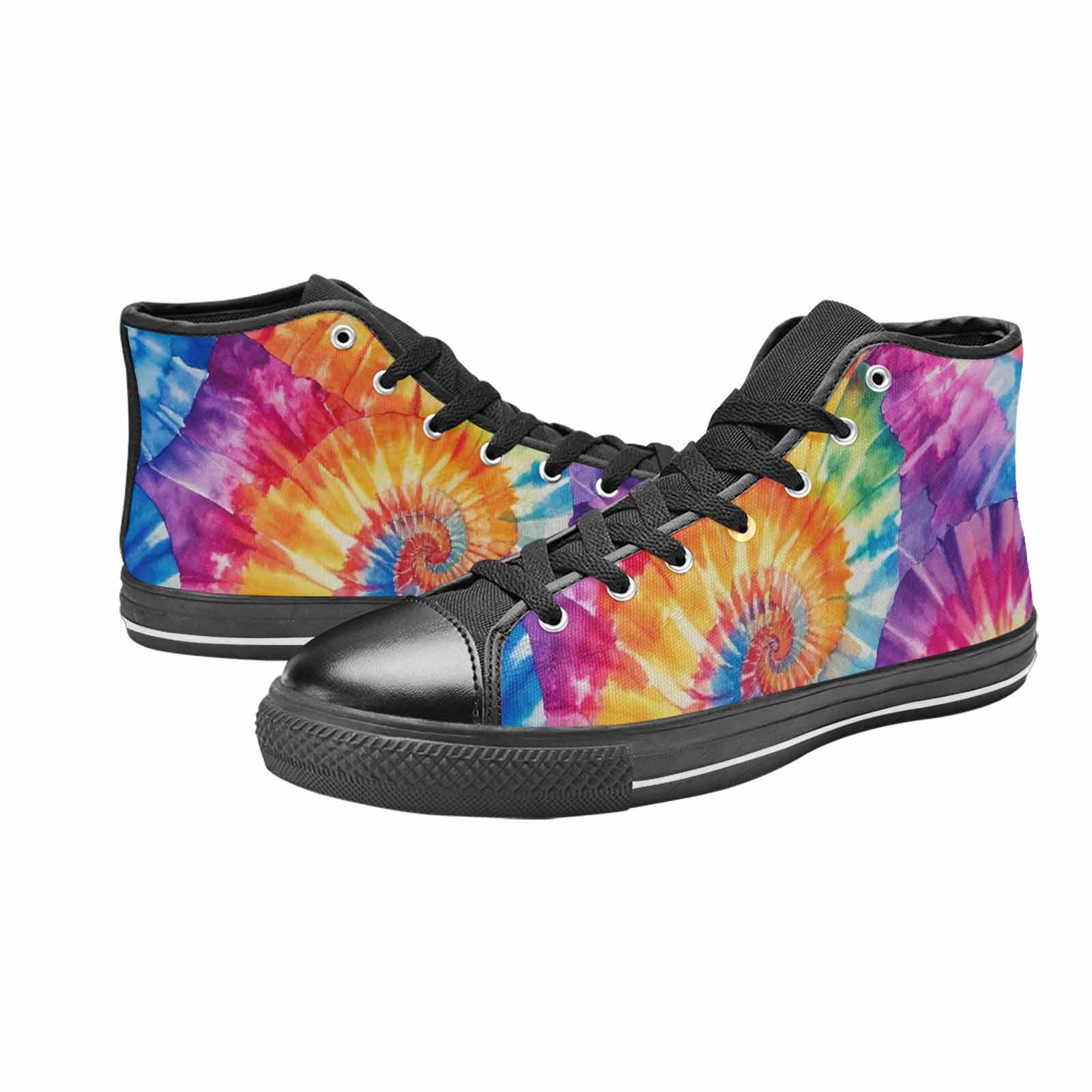 MEN'S Tie Dye Swirl High Top Canvas Dark Academia Sneakers