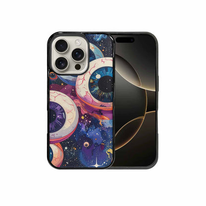iPhone 16 Pro Case — Cartoon Eyeballs Galaxy Personalized Phone Cover, Custom Print Case Cover