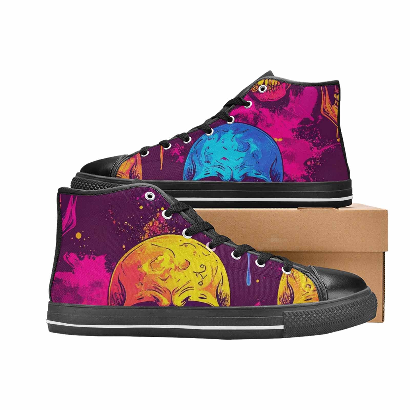 MEN'S Tie Dye Skulls Print High Top Canvas Aesthetic Shoes