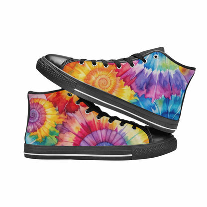 MEN'S Tie Dye Swirl High Top Canvas Dark Academia Custom Shoes