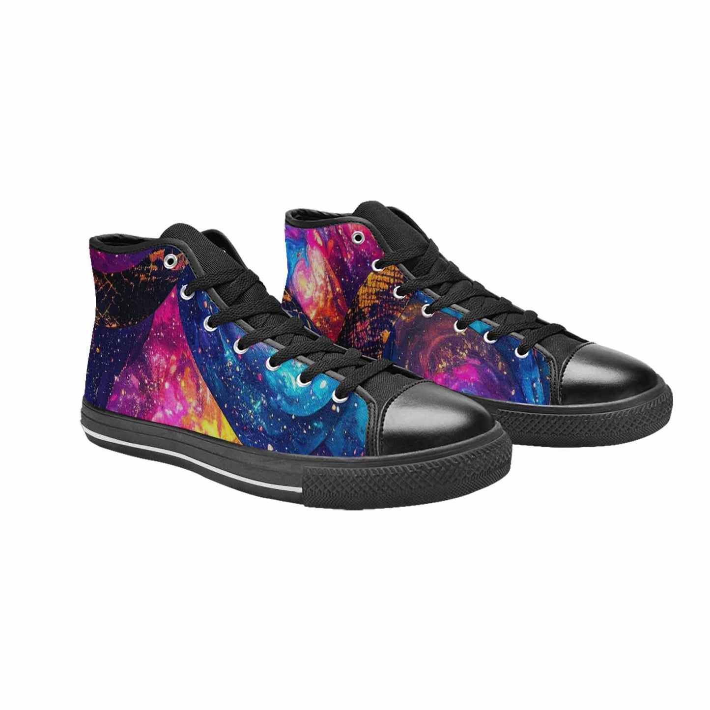 WOMEN'S Galaxy Snake Print High Top Canvas Aesthetic Custom Sneakers