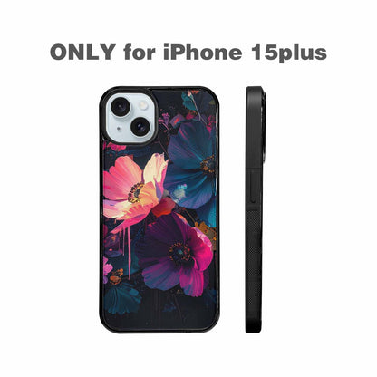 iPhone 15 Plus Case — Shadowy Glitch Floral Pattern Hundreds Of, Original Design Phone Case