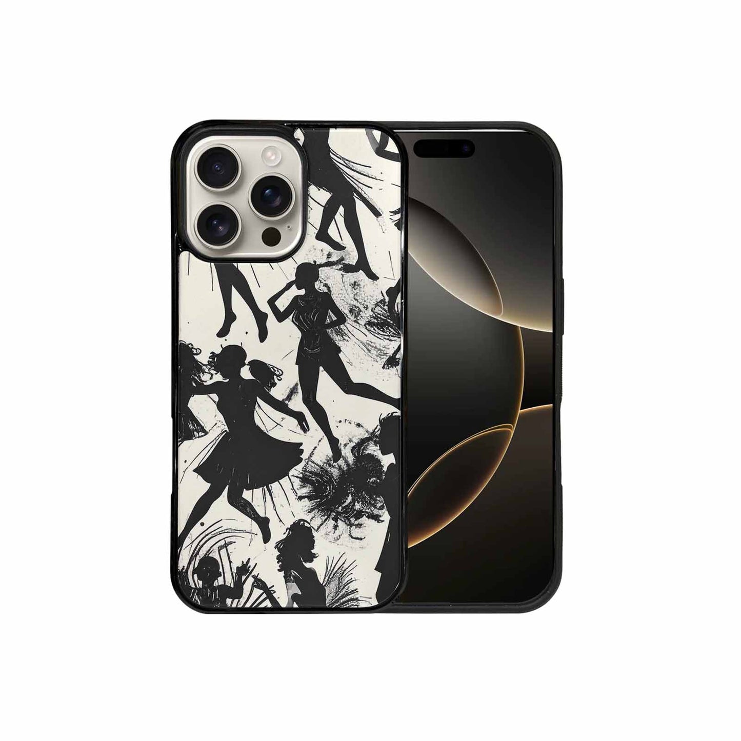 iPhone 16 Pro Max Case — Bold Dancing Figure Line Art Pattern, Custom Phone Case