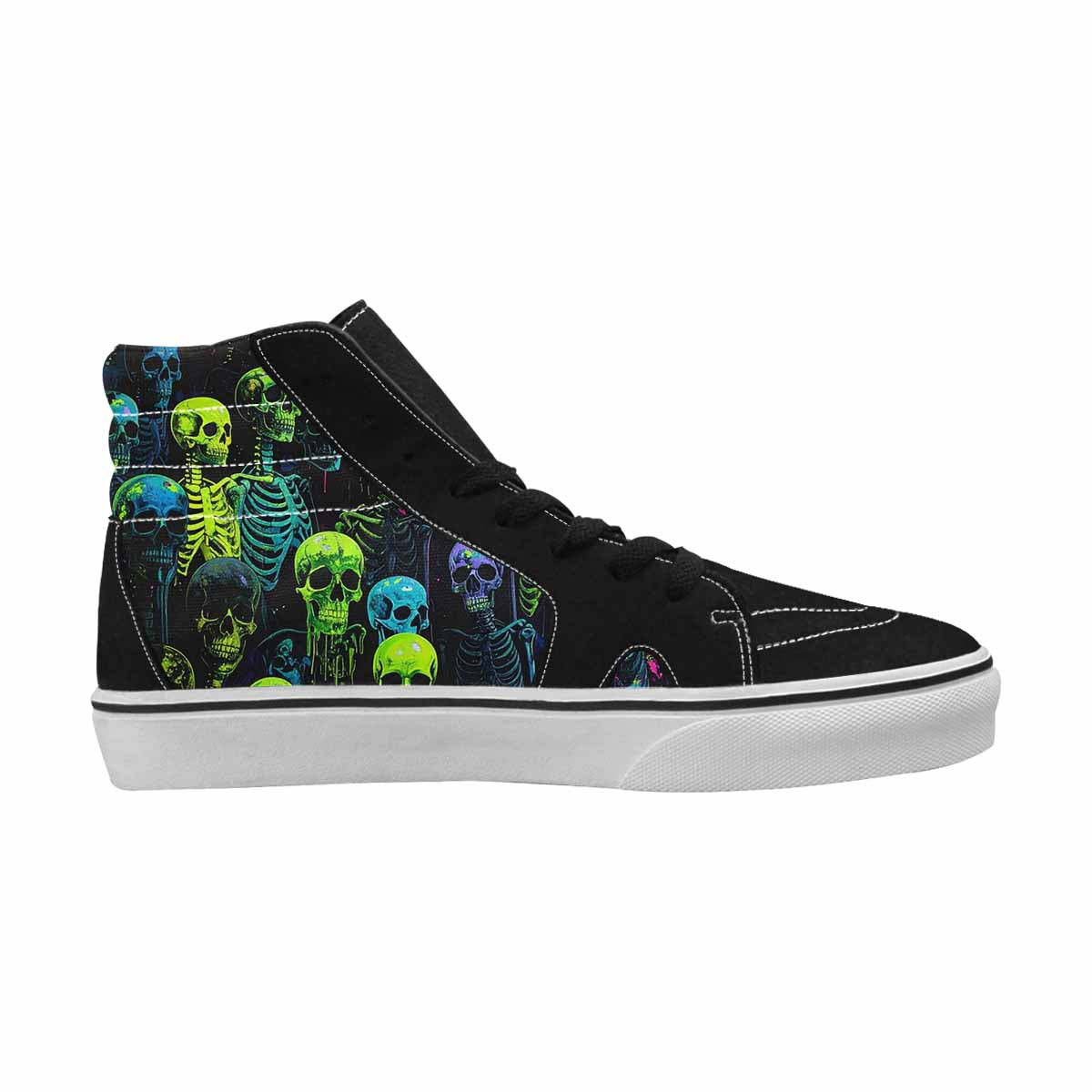 MEN'S Skeletons  Neon Green High Top Canvas Dark Academia Sneakers